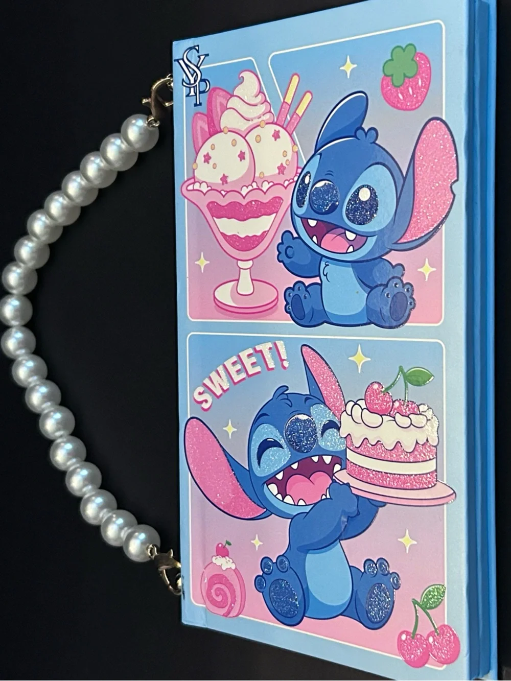 Disney Stitch Sweet Treats Cosmetic Palette With Pearl Handle Blue Pink NEW
